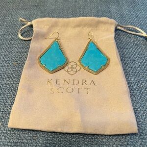 Gold trim turquoise Kendra Scott dangle earrings